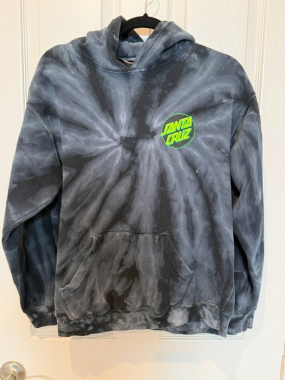 Santa Cruz Tie Dye Hoodie Men’s M Black Gray Neon Logo Skate Streetwear